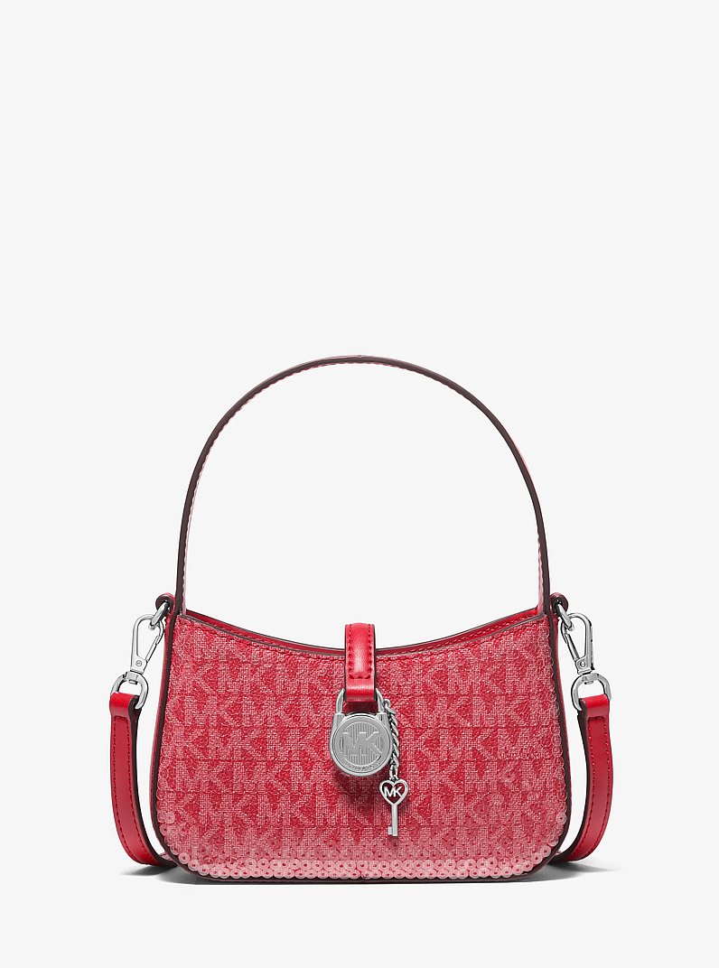 Lyra Extra-Small Signature Logo Crossbody Bag in BRIGHT RED | Michael Kors