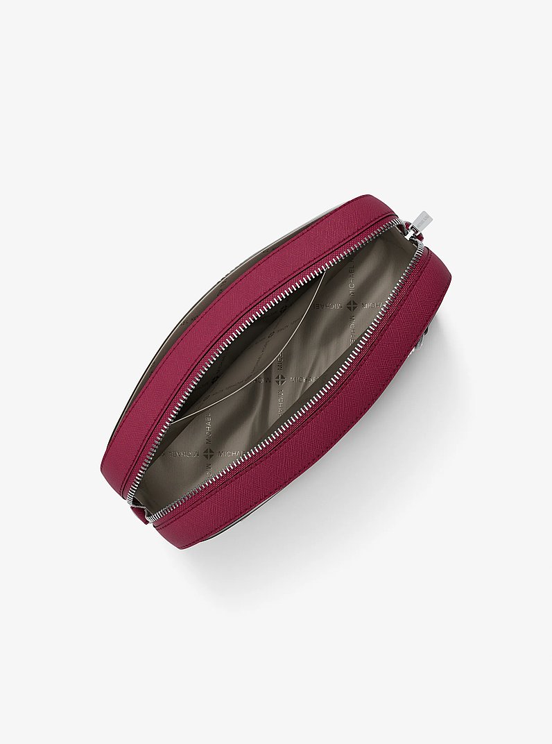 Jet Set Large Saffiano Leather Crossbody Bag in DK RASPBERRY