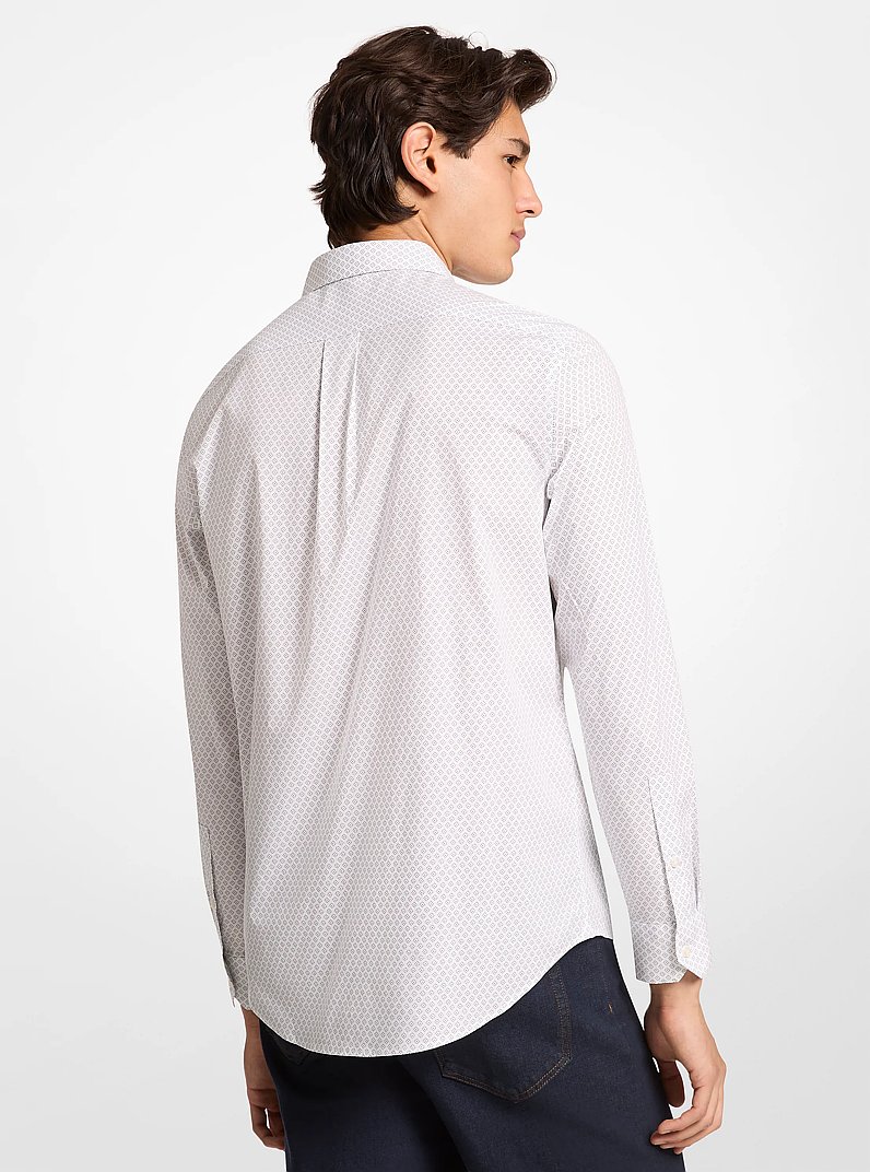 Printed Stretch Cotton Shirt in WHITE | Michael Kors