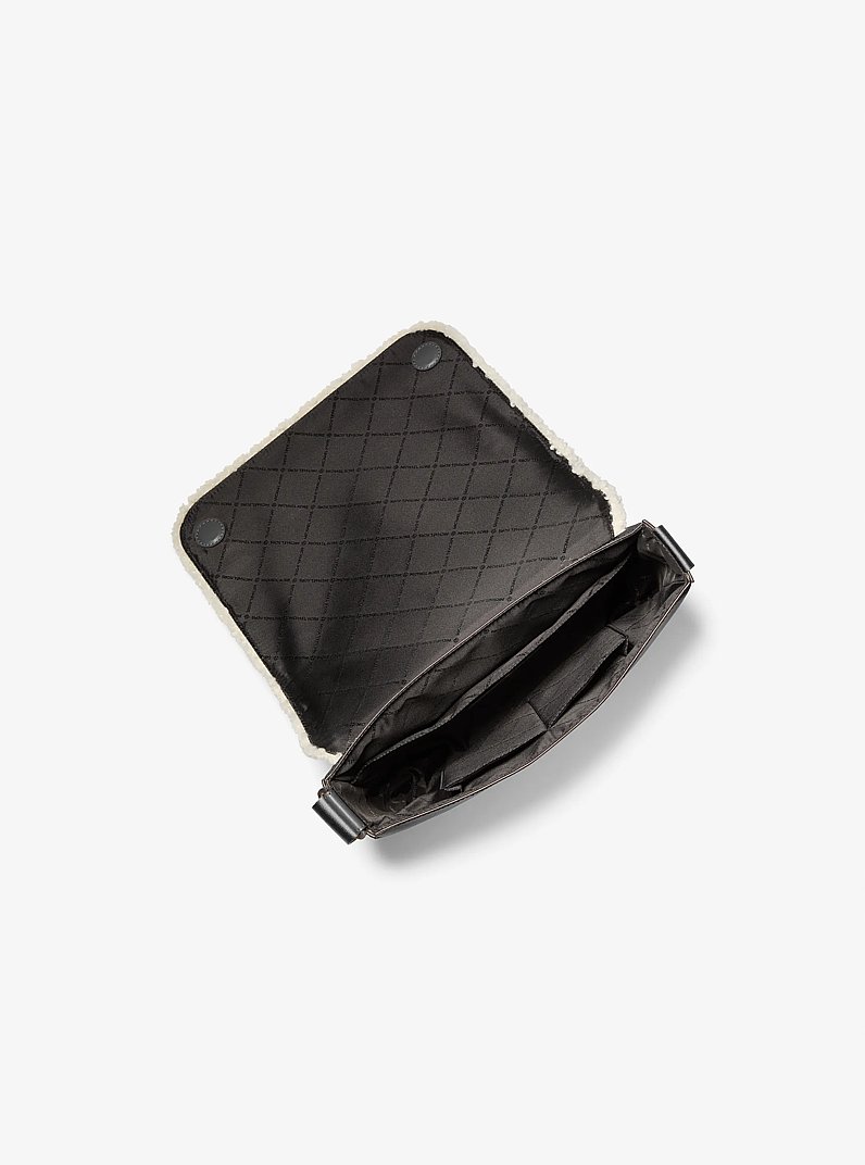 Cooper Suede and Sherpa Messenger Bag in NEGRO | Michael Kors