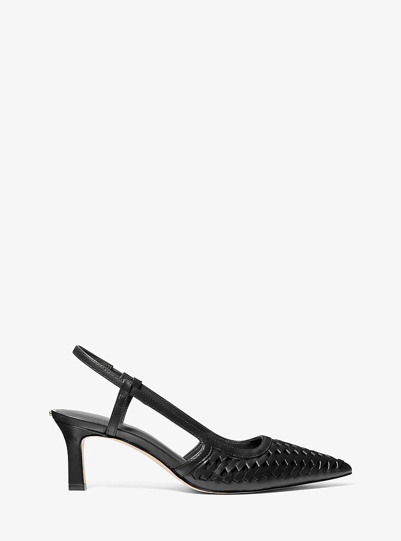 D&eacute;collet&eacute; Alora slingback in pelle intrecciata a mano in NERO | Michael Kors