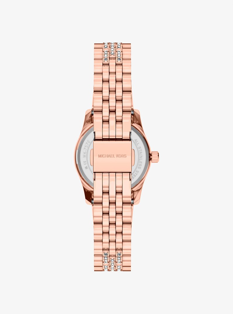 Petite montre Lexington de ton or rose &agrave; pav&eacute; in OR ROSE | Michael Kors