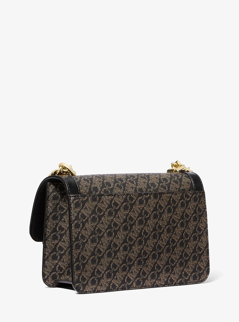 Heather Large Metallic Empire Monogram Shoulder Bag