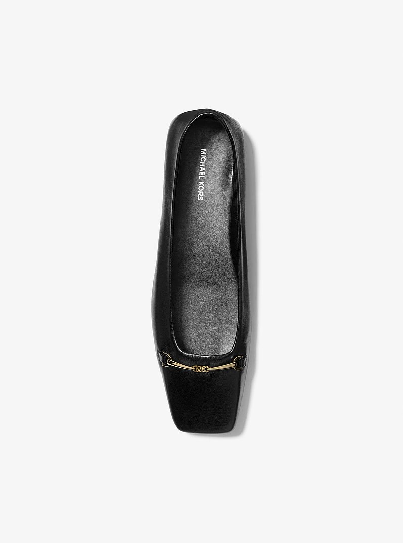 Lena Leather Ballet Flat in BLACK | Michael Kors