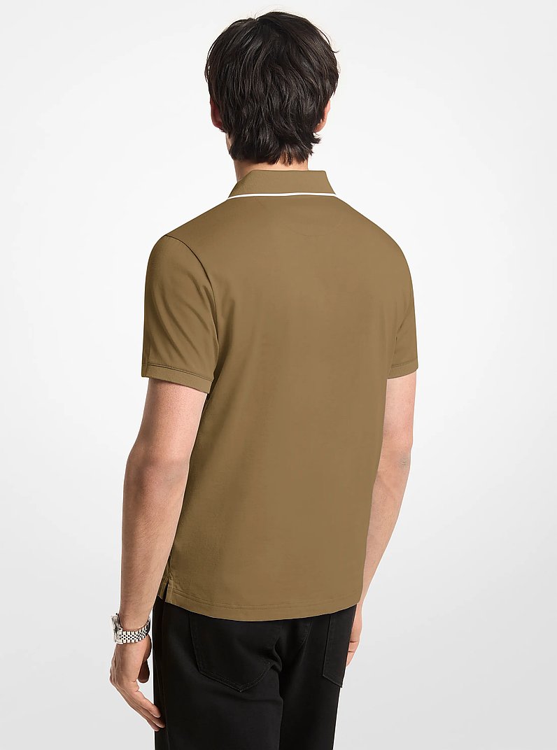 Polo de punto liso de algod&oacute;n con ribete in LONA | Michael Kors