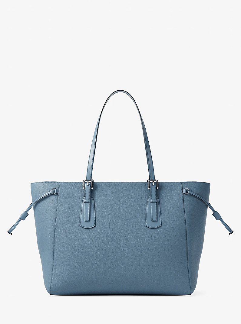 Voyager Large Saffiano Leather Tote Bag in DENIM | Michael Kors