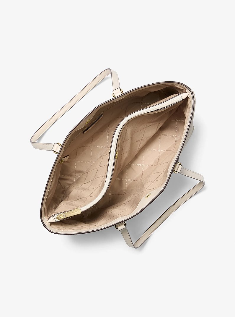 Sheila Large Signature Logo and Metallic Tote Bag in PALE GOLD | Michael Kors