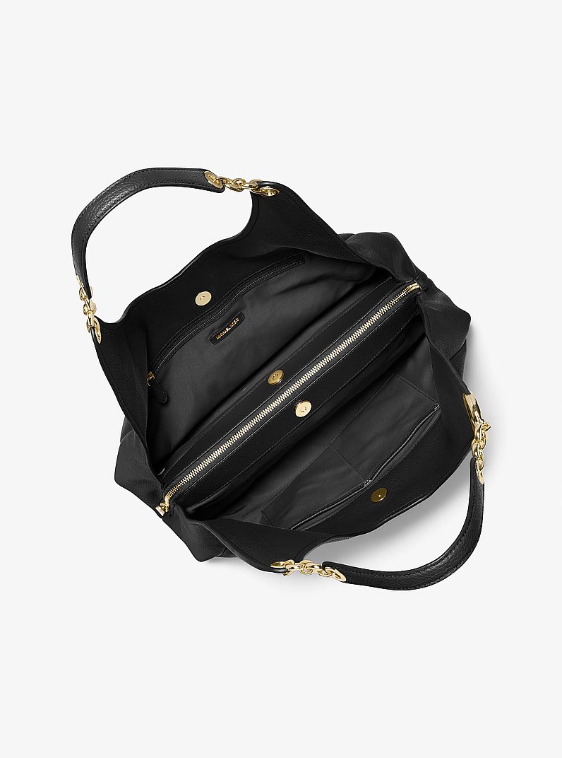 Grand sac &agrave; &eacute;paule Ellie en cuir grain&eacute; in NOIR | Michael Kors