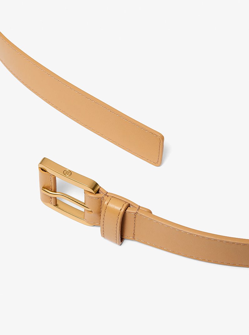 Jodi Leather Trouser Belt in CASHEW | Michael Kors