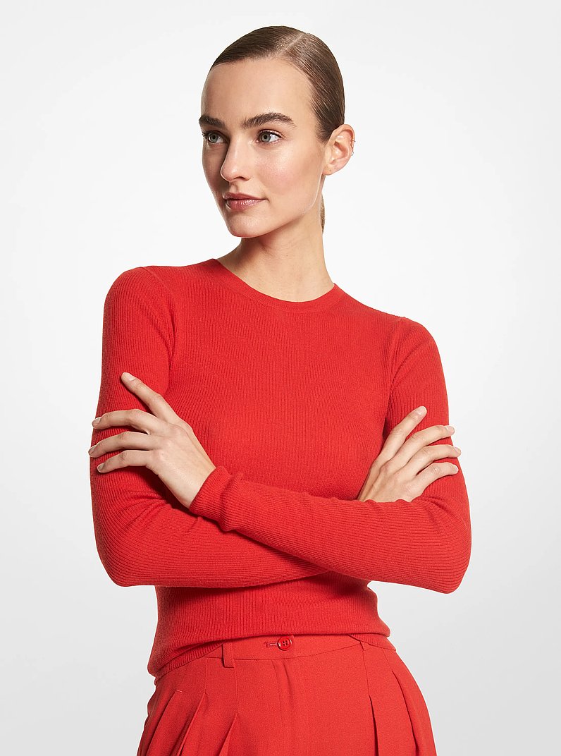 Su&eacute;ter Hutton de cachemir liviano in AMAPOLA | Michael Kors