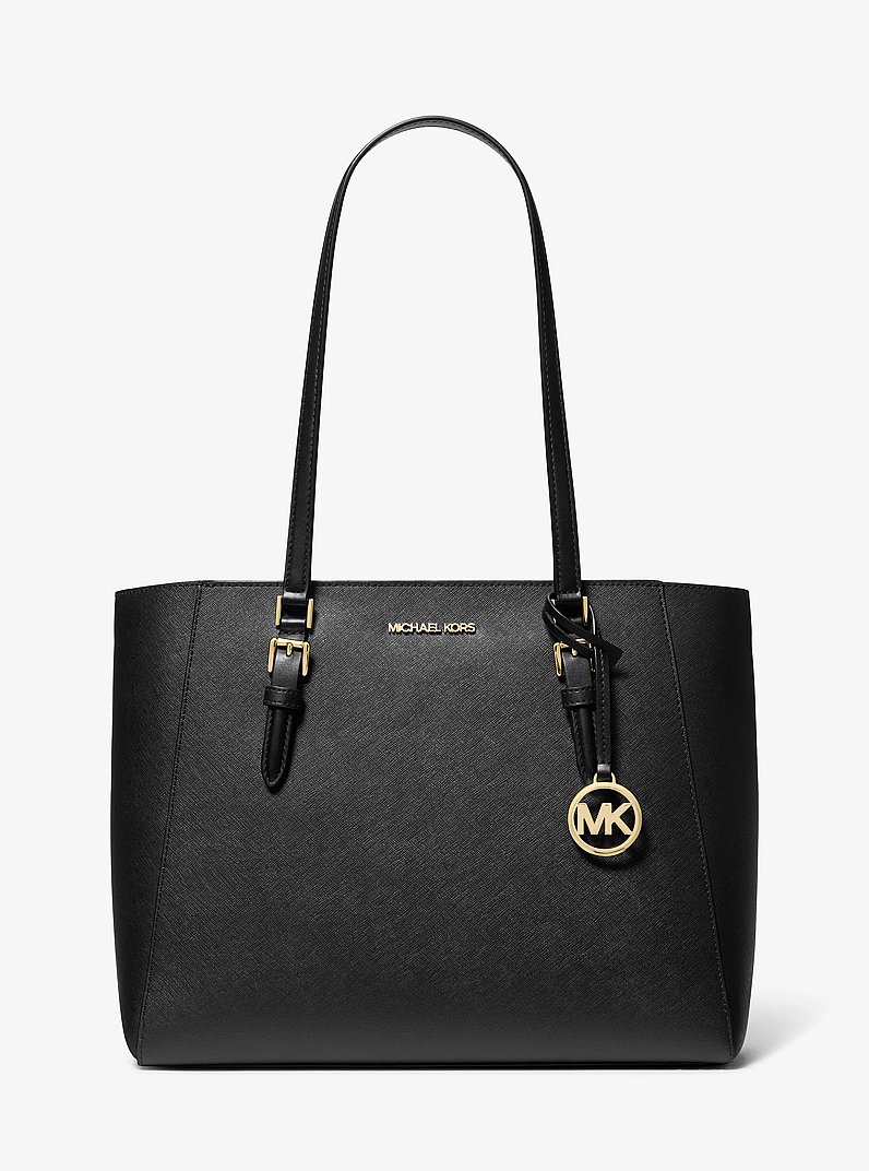 Charlotte Large Saffiano Leather 3-in-1 Tote Bag in BLACK | Michael Kors