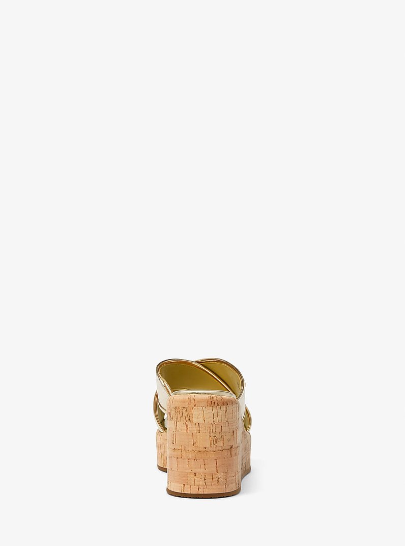 Cary Metallic Leather Wedge Sandal in PALE GOLD | Michael Kors
