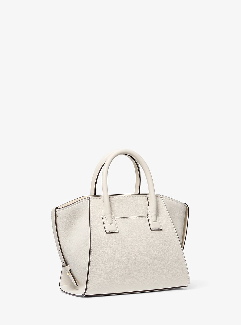 Avril Small Pebbled Leather Satchel in LT CREAM | Michael Kors