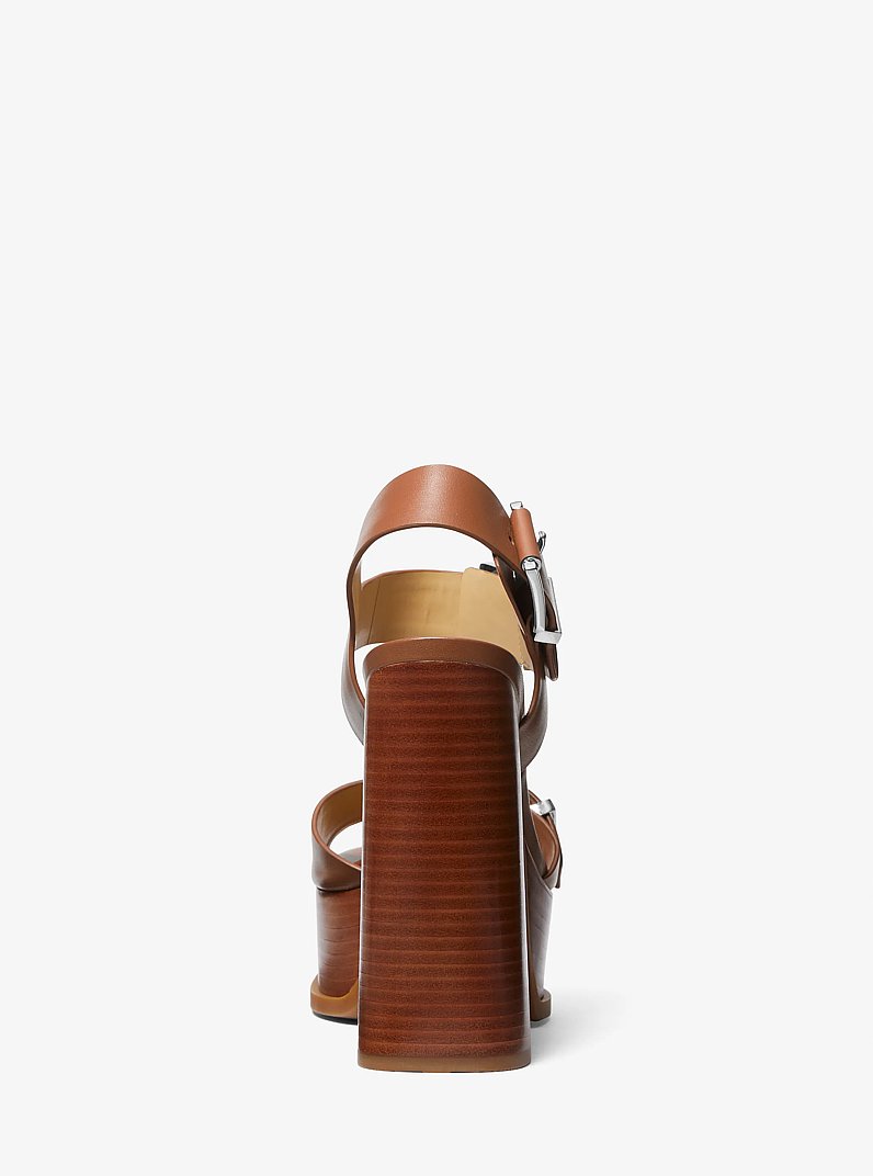Colby Leather Platform Sandal in LUGGAGE | Michael Kors