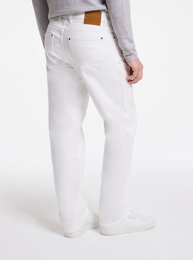 Finn Straight-Fit Stretch Denim Jeans in WHITE | Michael Kors