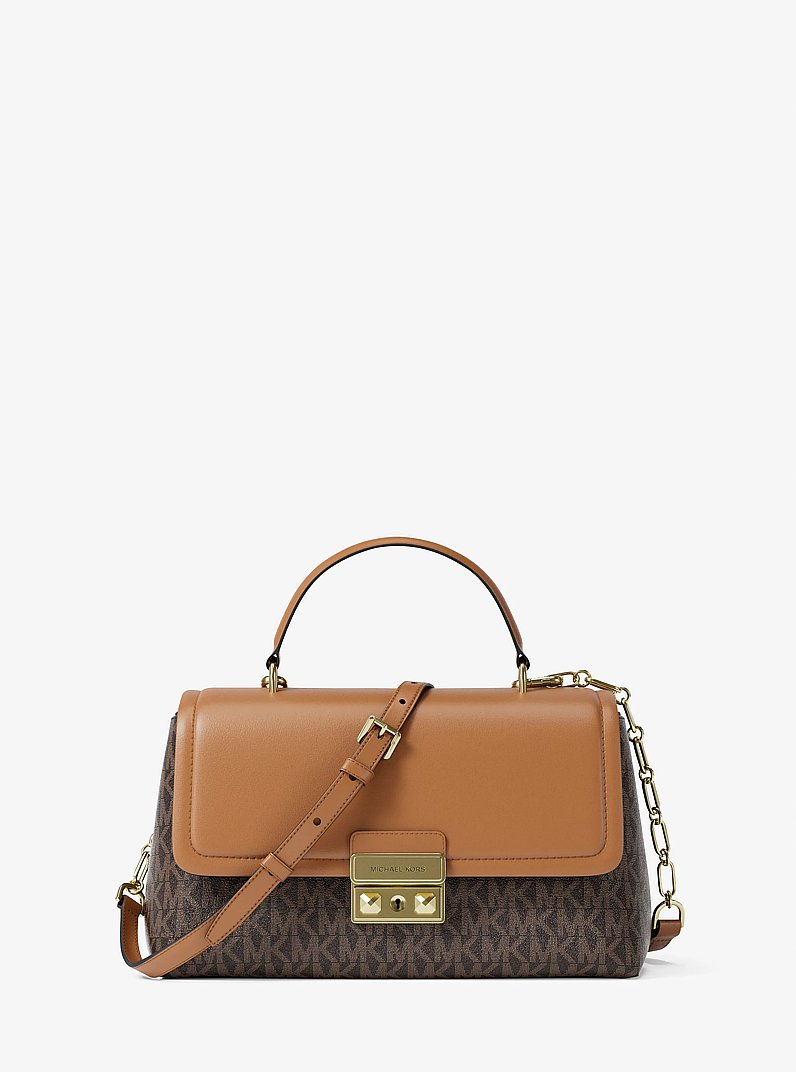 Tribeca Extra-Small Signature Logo Satchel in BRN/ACORN | Michael Kors