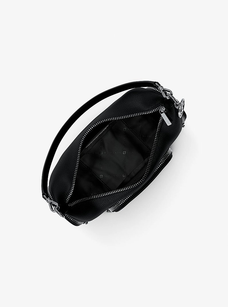 Merritt Small Pebbled Leather Convertible Crossbody Bag in BLACK | Michael Kors