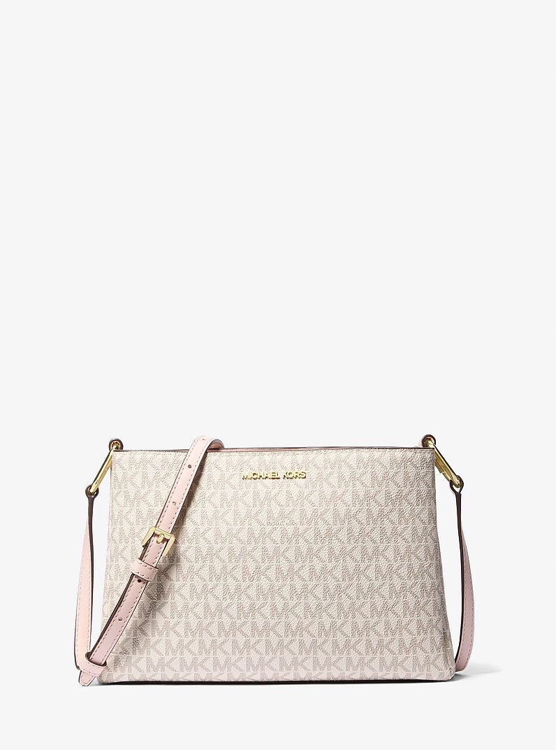 Trisha Medium Logo Crossbody Bag in PWD BLSH MLT | Michael Kors