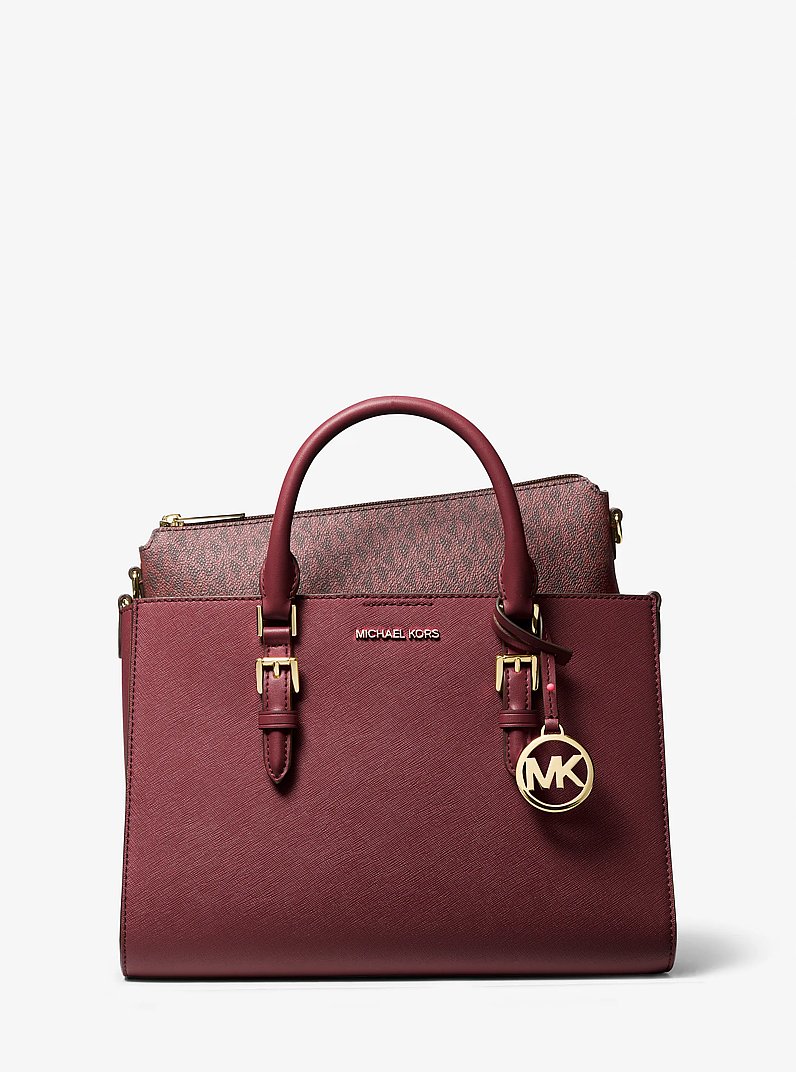Bolso tote 2 en 1 Charlotte mediano de piel Saffiano