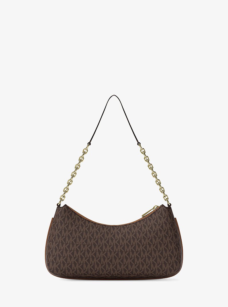 Nolita Medium Signature Logo Chain Pochette in BRN/ACORN | Michael Kors