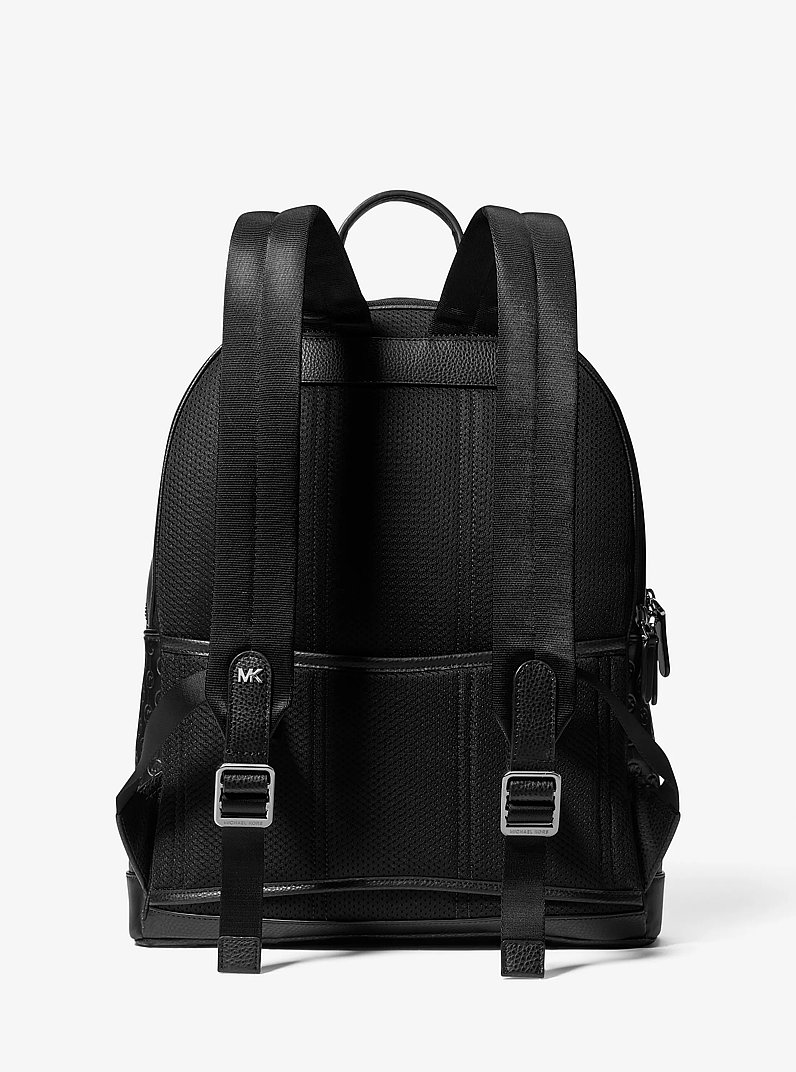 Hudson Slim Logo Embossed Leather Backpack in BLACK | Michael Kors