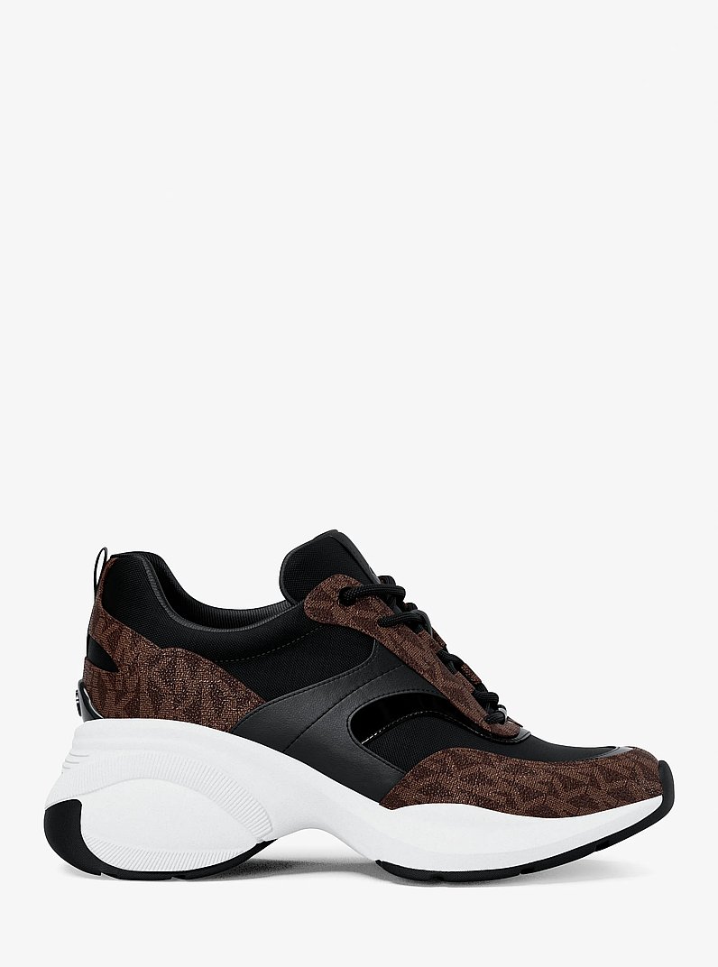 Sneaker Kaia con stampa logo in MARRONE/NERO | Michael Kors