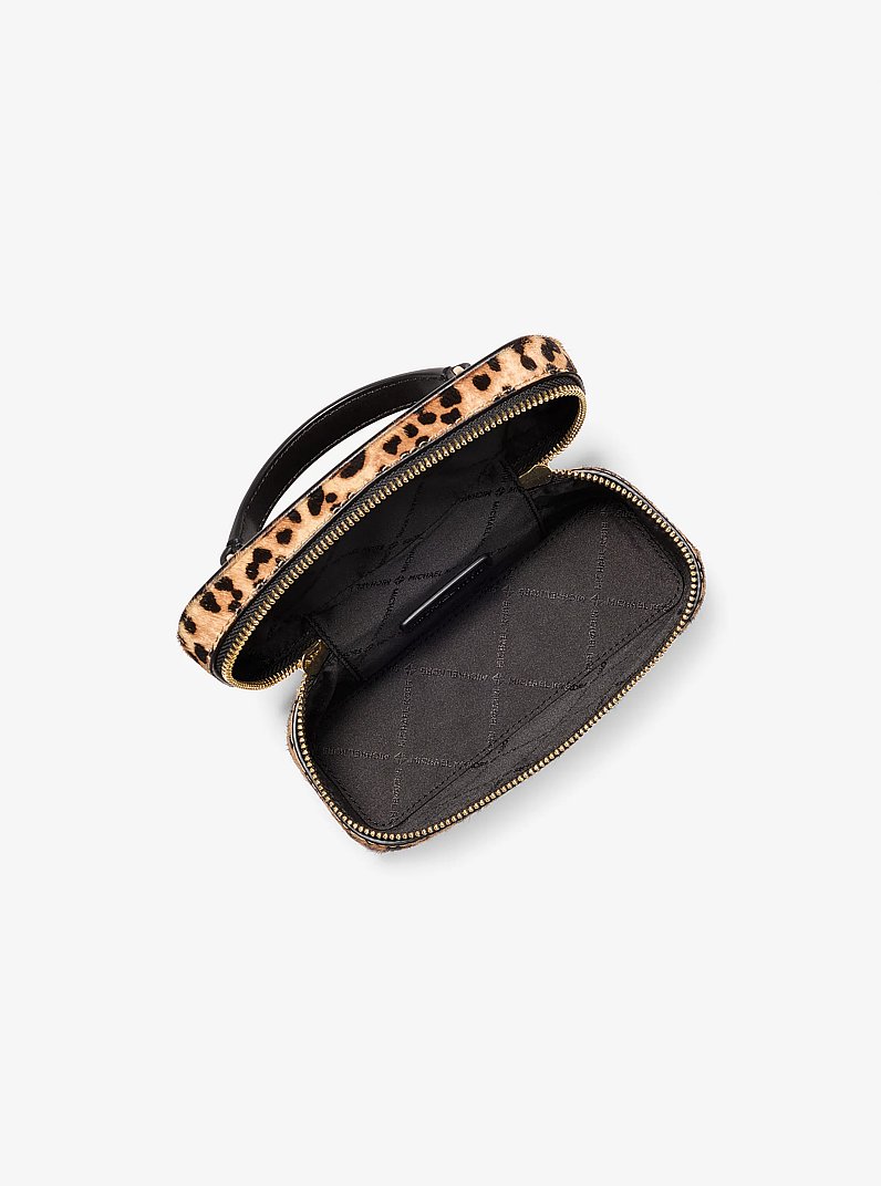 Vivi Small Leopard Print Calf Hair Vanity Crossbody Bag in CAMEL MLT | Michael Kors