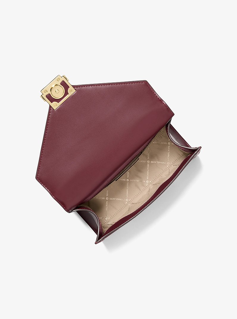 Whitney Medium Signature Logo and Metallic Shoulder Bag in OXBLOOD MLTI | Michael Kors
