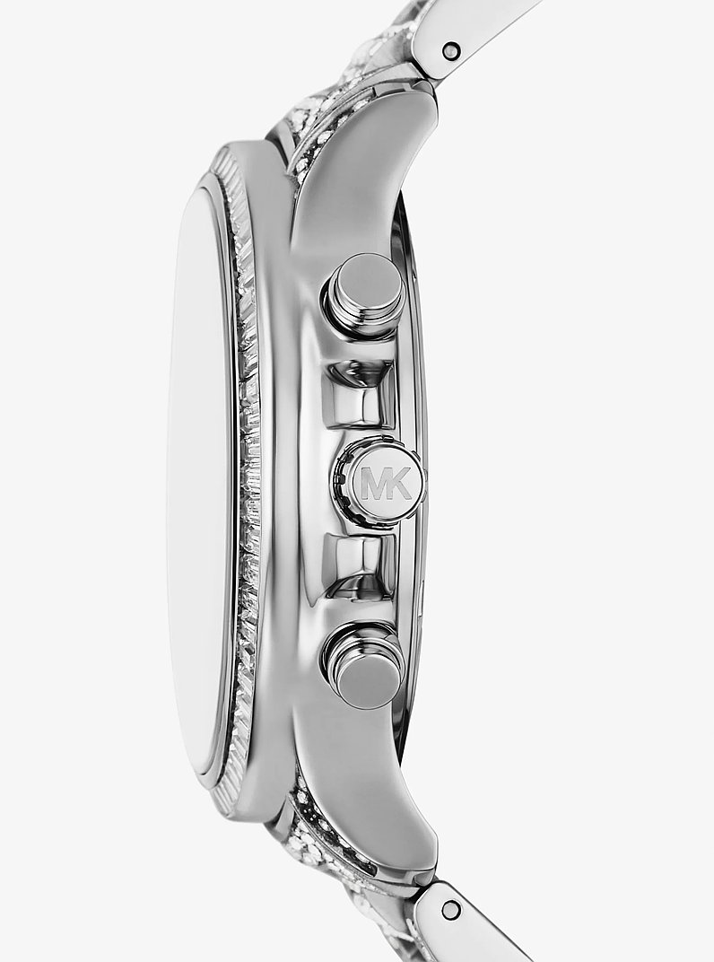 Limited-Edition Oversized Sage Pav&eacute; Silver-Tone Watch in SILVER | Michael Kors