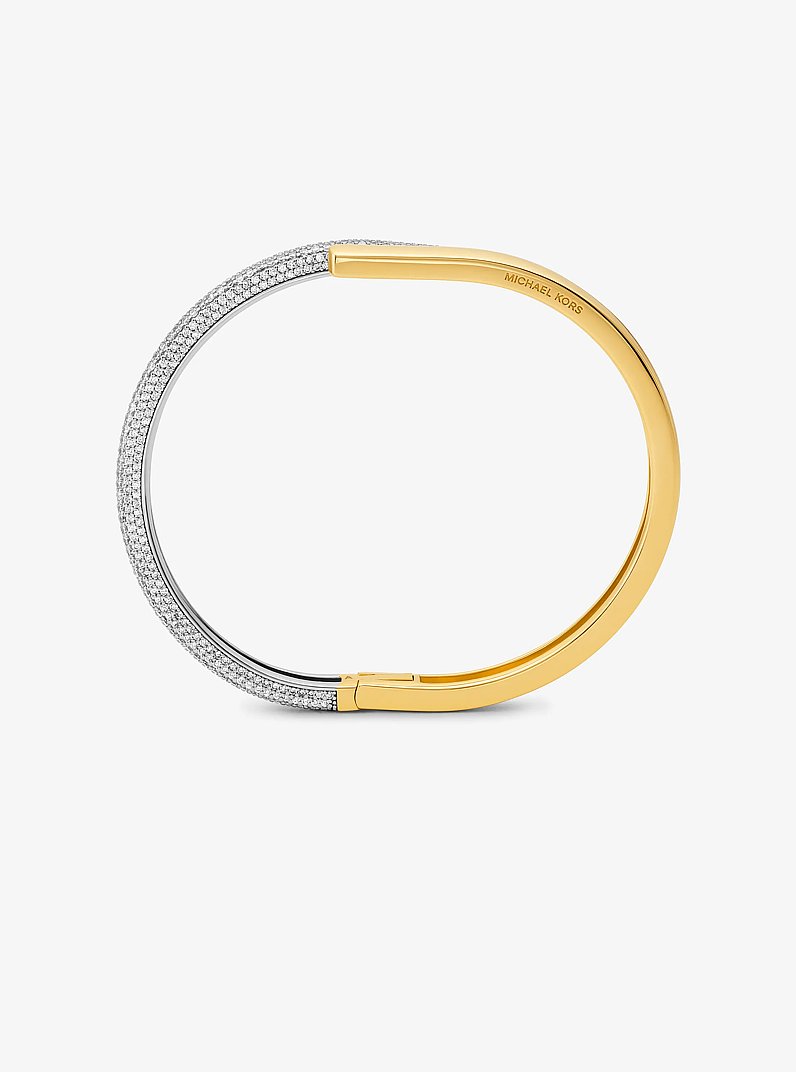 Precious Metal-Plated Pav&eacute; Sterling Silver Bangle in TWO TONE | Michael Kors
