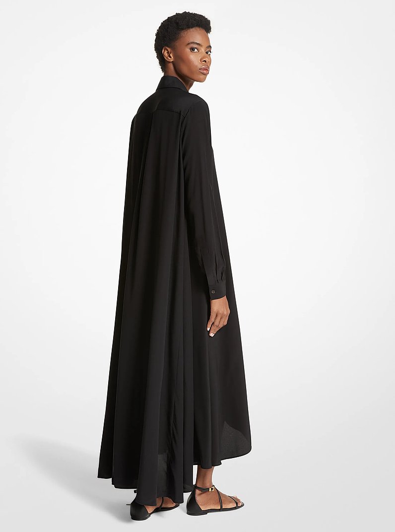 Hemdkleid aus nat&uuml;rlichem Cr&ecirc;pe de Chine in SCHWARZ | Michael Kors