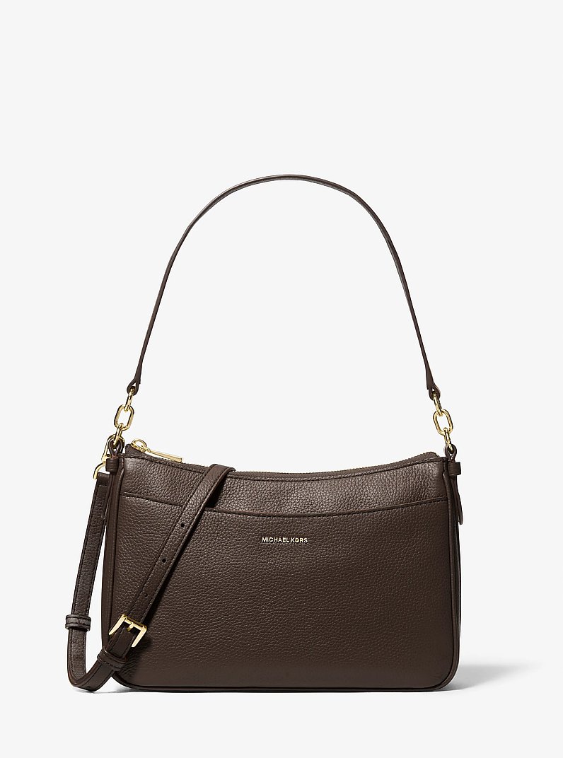 Jet Set Medium Pebbled Leather Convertible Crossbody Bag in CHOCOLATE | Michael Kors