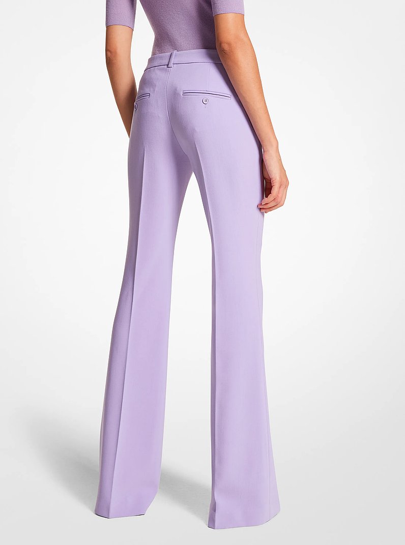 Haylee Stretch Pebble Crepe Flared Trousers in FREESIA | Michael Kors