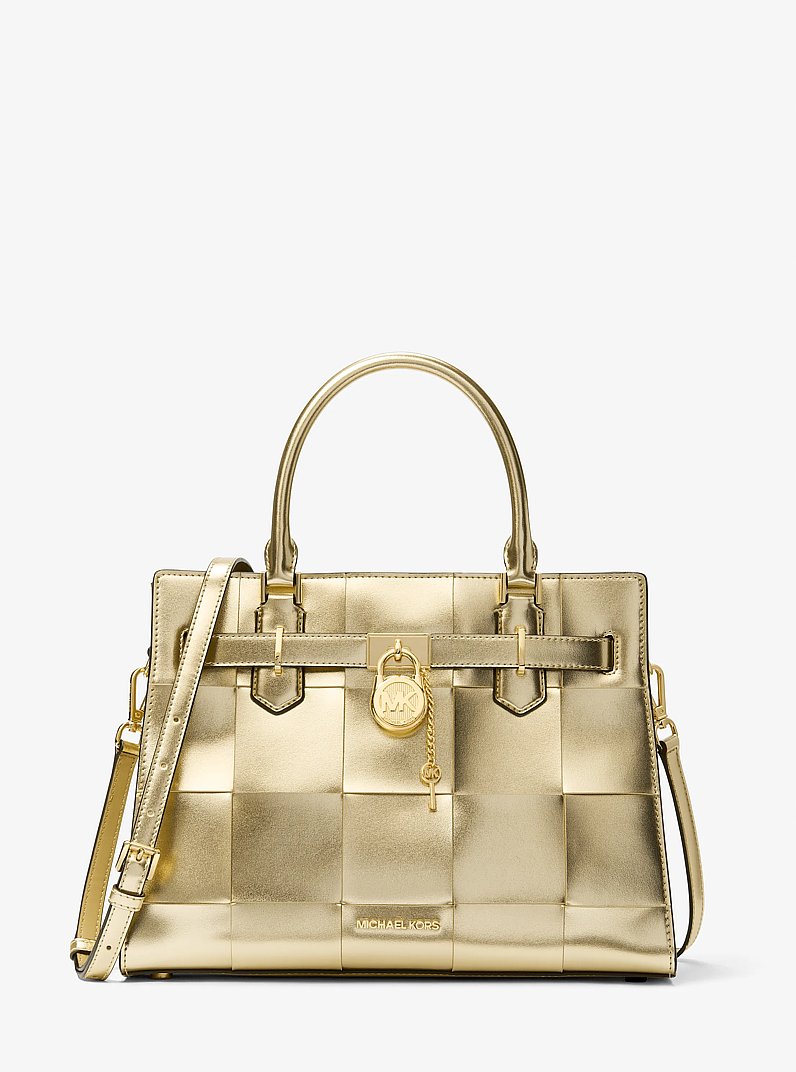 Hamilton Medium Metallic Satchel in PALE GOLD | Michael Kors