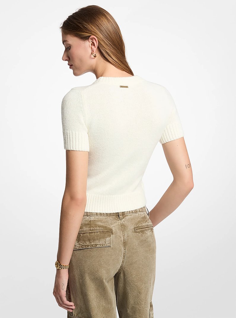 Knit Short-Sleeve Sweater in BONE | Michael Kors