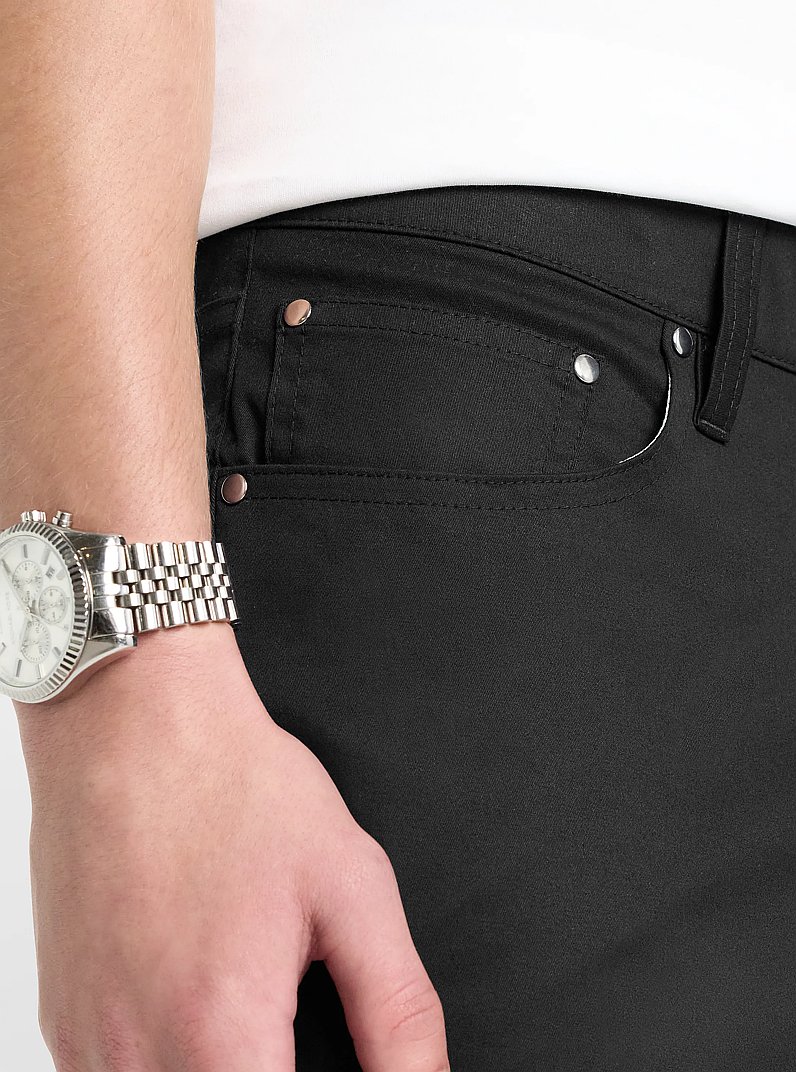 Parker Slim-Fit Stretch Cotton Pants in BLACK | Michael Kors