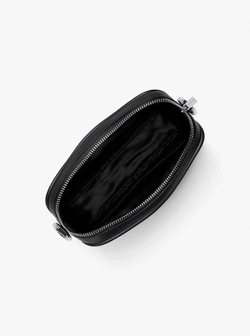 Jet Set Travel Small Signature Logo Camera Crossbody Bag in BLACK | Michael Kors