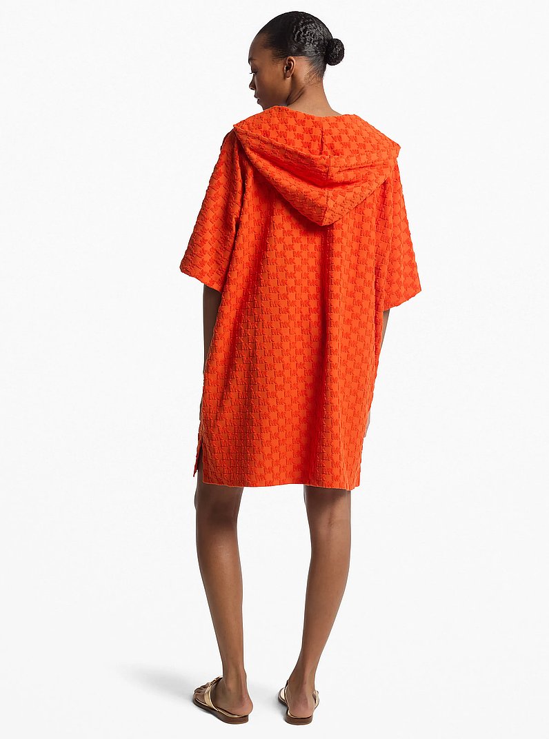 Logo Embossed Cotton Terry Coverup in RED CLAY | Michael Kors