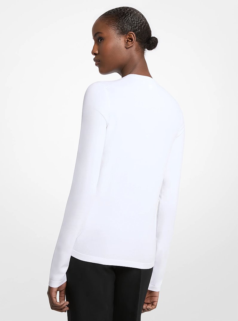 Camiseta de manga larga de viscosa el&aacute;stica in BLANCO INTENSO | Michael Kors