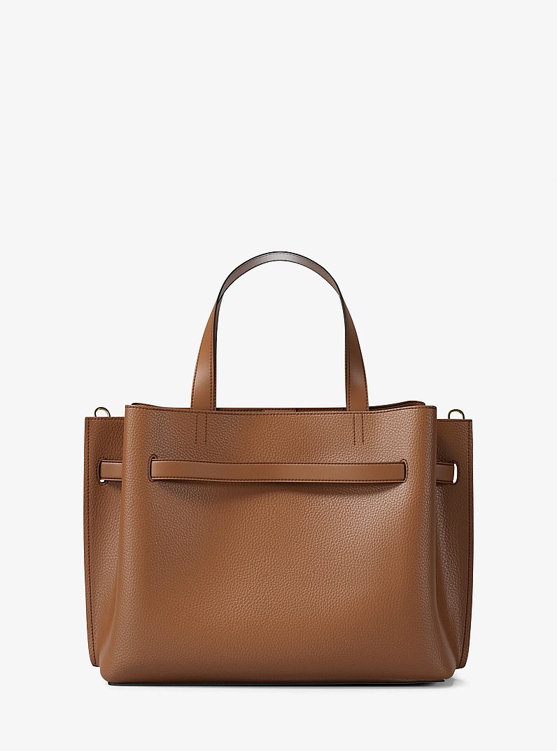 Emilia Medium Pebbled Leather Satchel in LUGGAGE | Michael Kors