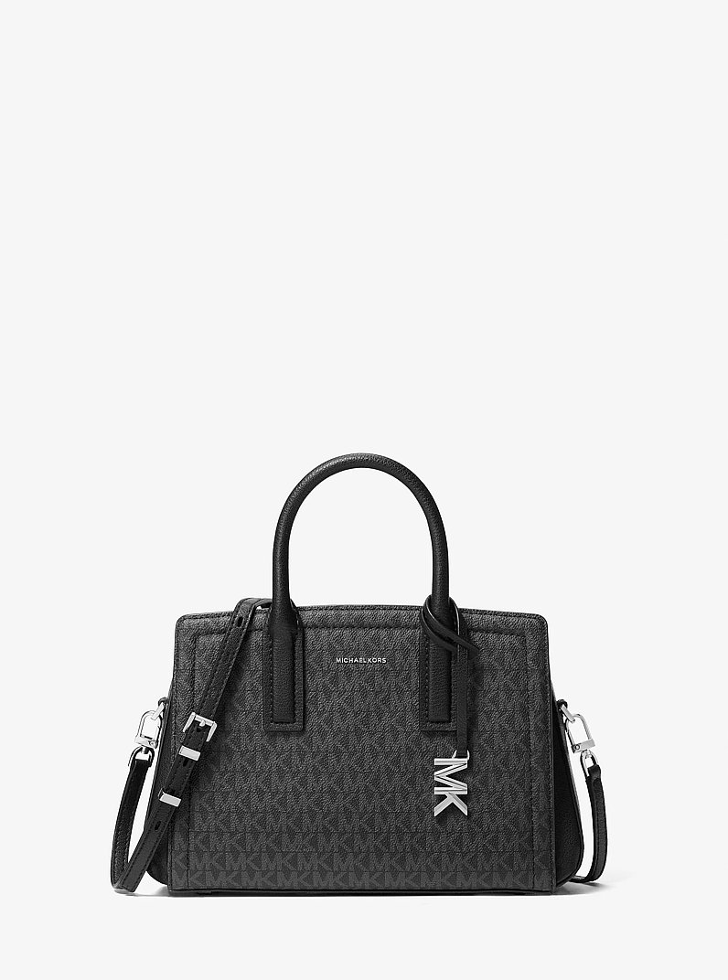 Laila Small Signature Logo Satchel in BLACK | Michael Kors