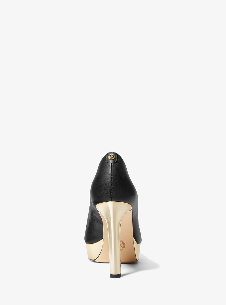 Chantal Leather Platform Pump in BLACK | Michael Kors