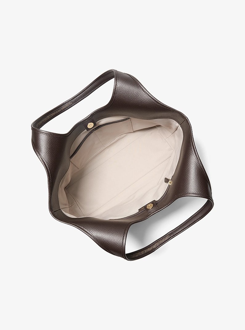 Henly Large Signature Logo and Textured Tote Bag in CHOCOLATE | Michael Kors
