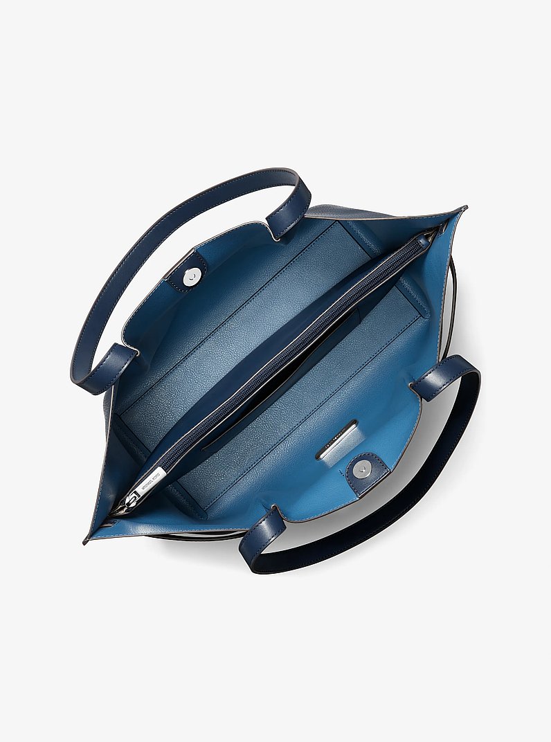 Emilia Large Pebbled Leather Tote Bag in NAVY | Michael Kors