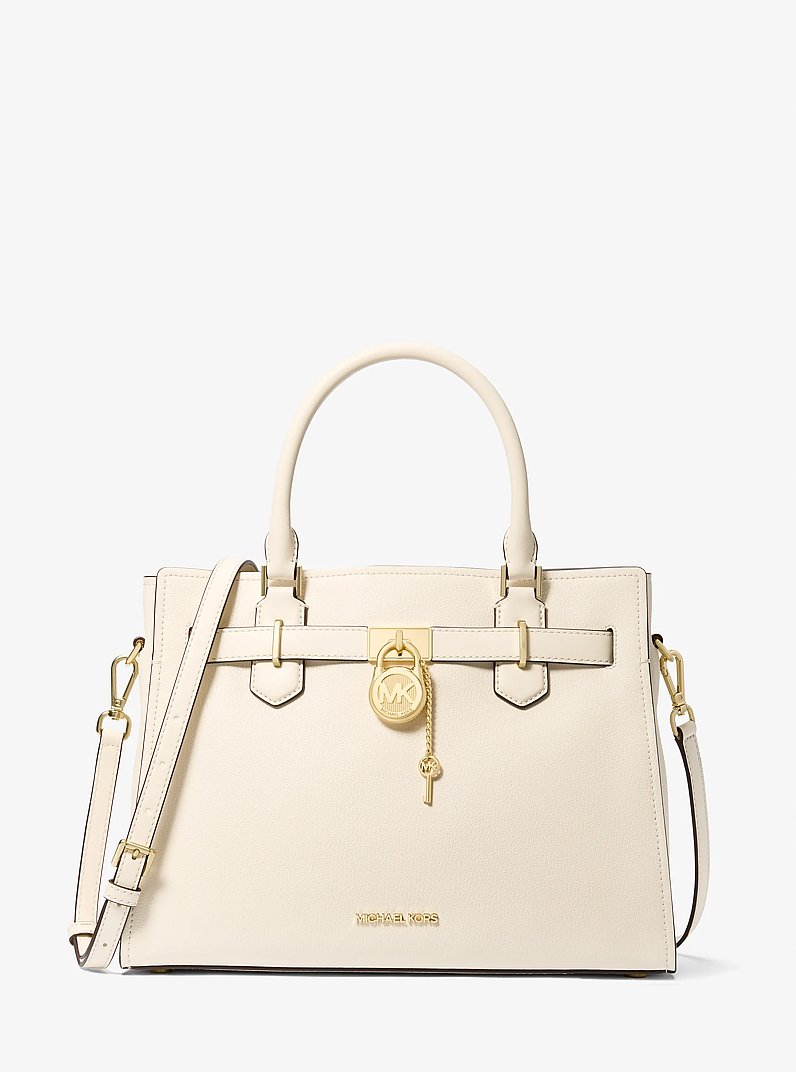 Sac &agrave; main Hamilton de taille moyenne en cuir in CR&Egrave;ME L&Eacute;GER | Michael Kors