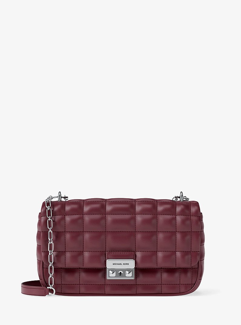 Borsa a spalla Tribeca grande in pelle trapuntata in ROSSO SCURO | Michael Kors