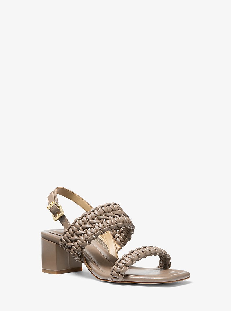 Audrina Woven Block Heel Sandal in BIRCH | Michael Kors