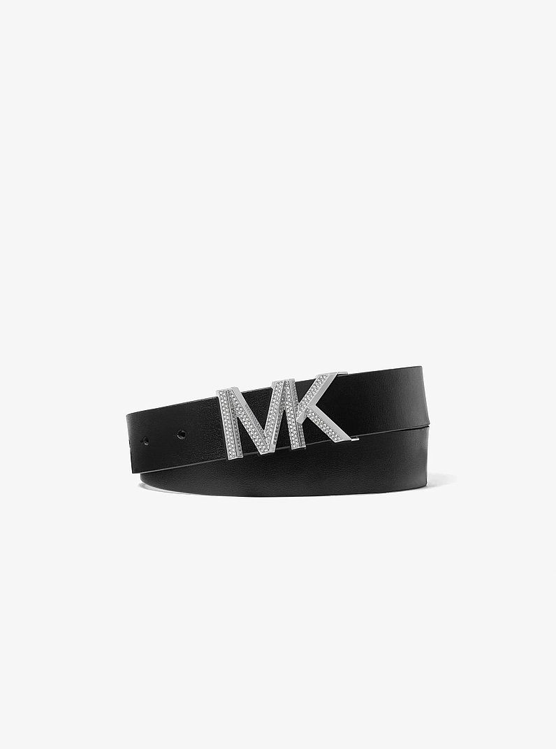 Cintur&oacute;n de piel con logotipo y adornos de incrustaciones in NEGRO | Michael Kors