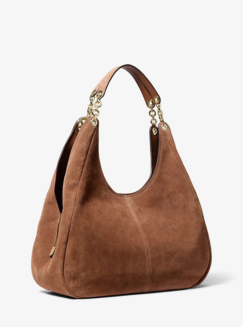 Ellie Large Suede Shoulder Bag in LUGGAGE | Michael Kors