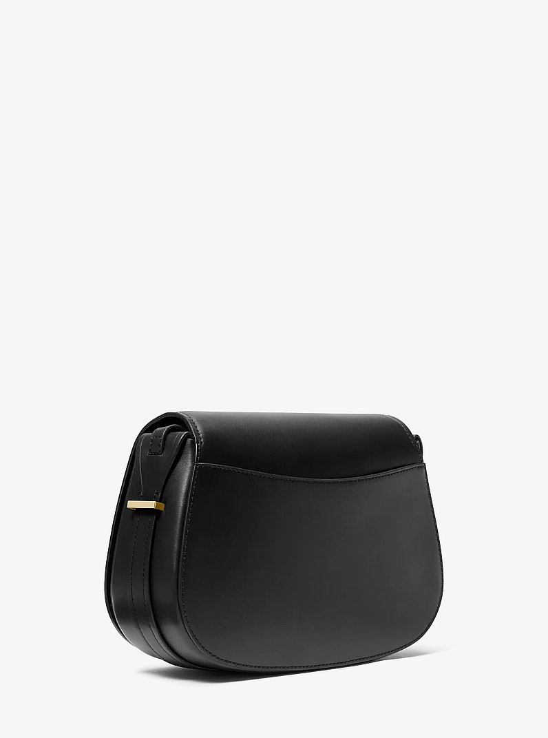Lydia Medium Leather Crossbody Bag in BLACK | Michael Kors